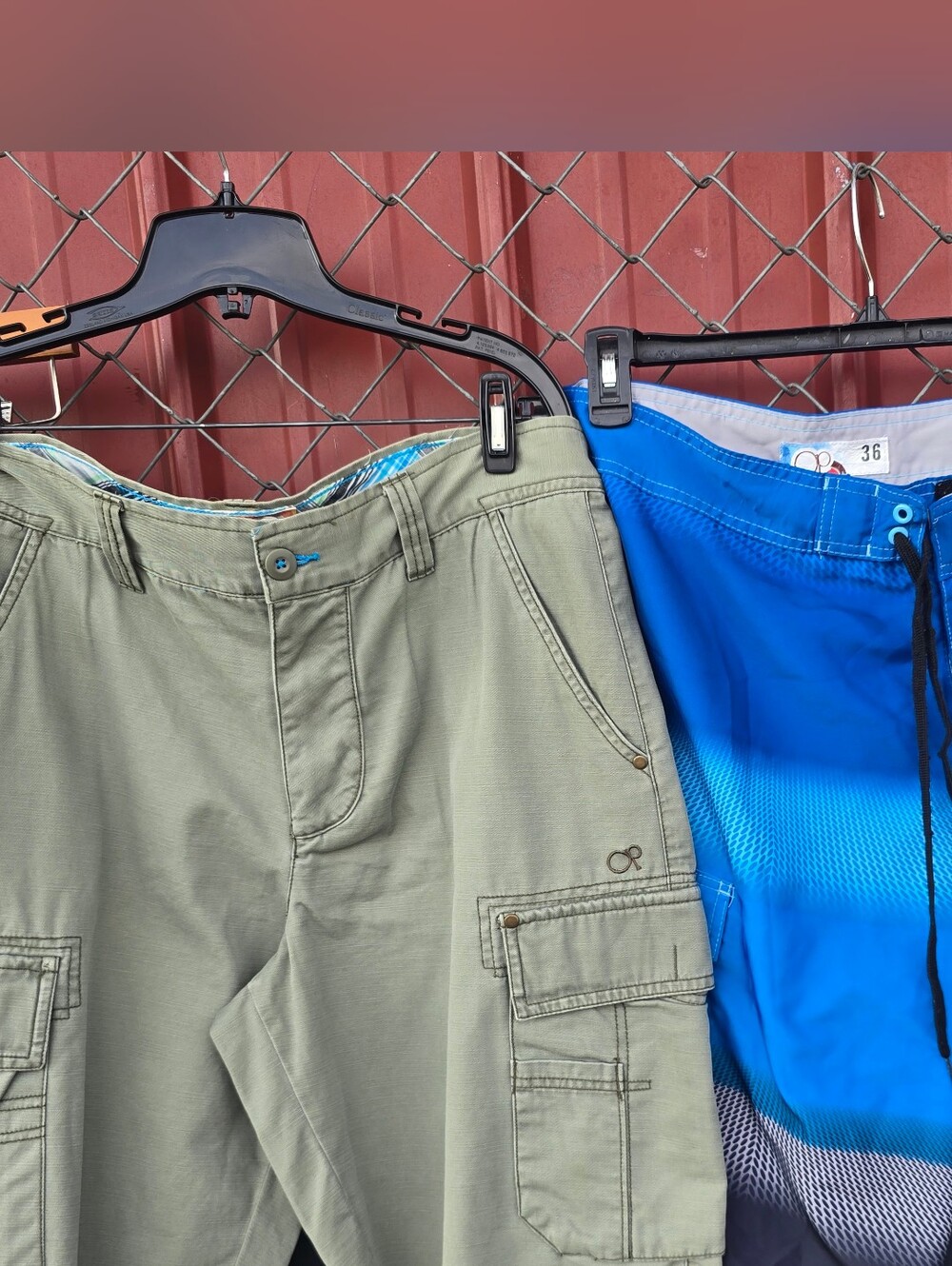 Op Brand (2 Item)Men's Kahki  Cargo Shorts & Blue Board Shorts Set Size 36 Nwot